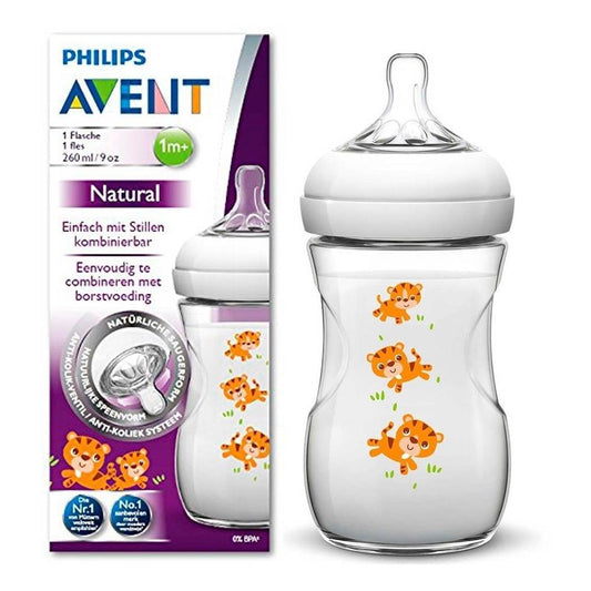 Philips Avent SCF627/40 Natural Feeding Bottle 260ml/9oz Single Tiger