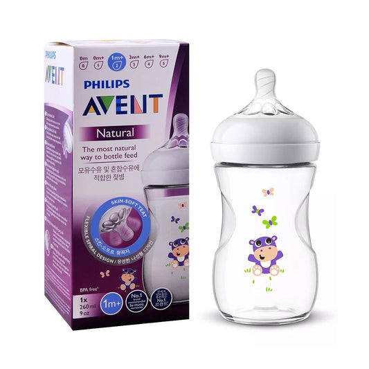 Philips Avent SCF627/42 Natural Feeding Bottle 260ml/9oz Single Hippo