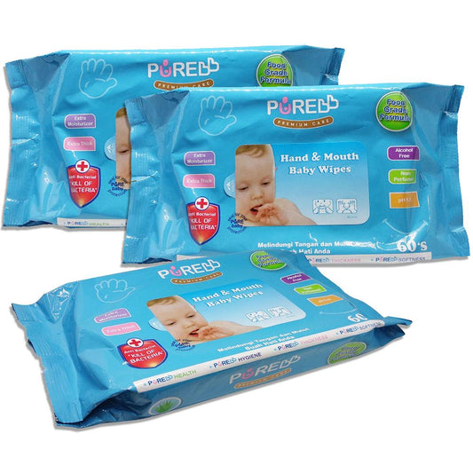 PureBB Hand & Mouth Baby Wipes Blue Aloe Vera Combo /60