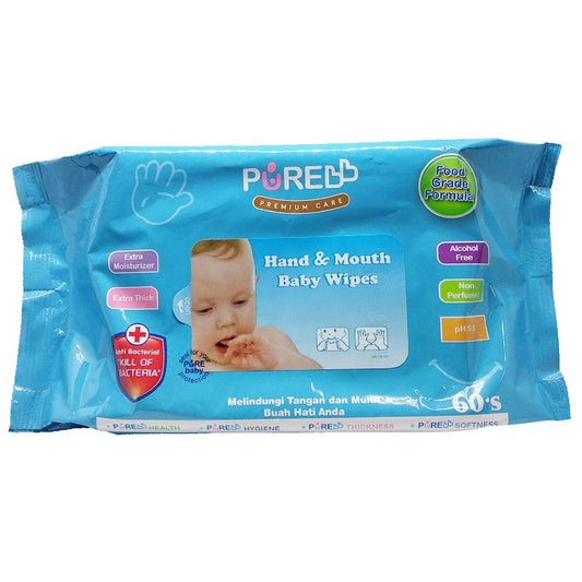 PureBB Hand & Mouth Baby Wipes Blue Aloe Vera /60