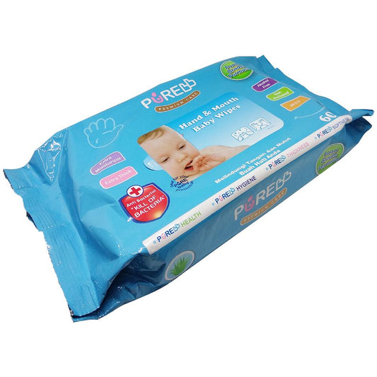 PureBB Hand & Mouth Baby Wipes Blue Aloe Vera /60