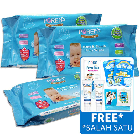 PureBB Hand & Mouth Baby Wipes Blue Aloe Vera Combo /60