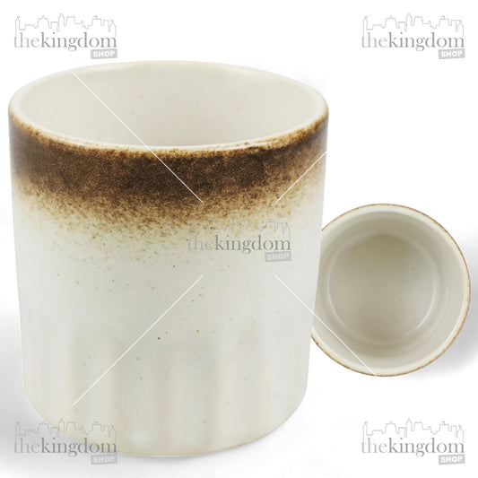 RHE EP025 Japanese Ceramic Tea Cup 150ml Brown White