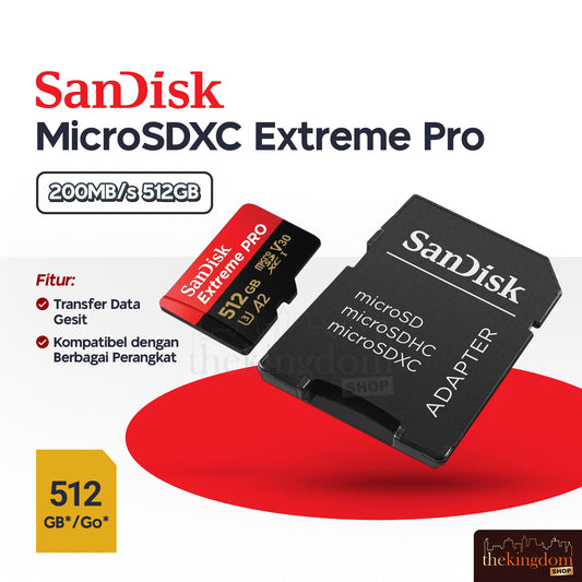 SanDisk Extreme PRO microSDXC UHS-I A2 V30 200MB/s with Adapter 512GB