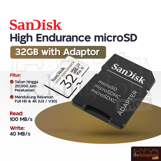SanDisk High Endurance microSD UHS-I Class 10 U3 100MB/sw/ Adapter 32GB 