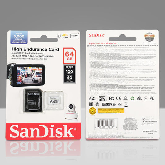 SanDisk High Endurance microSD UHS-I Class 10 U3 100MB/s with Adapter 64GB