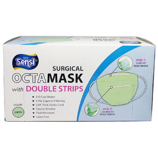 Sensi 4ply Surgical Octa Mask Green /50