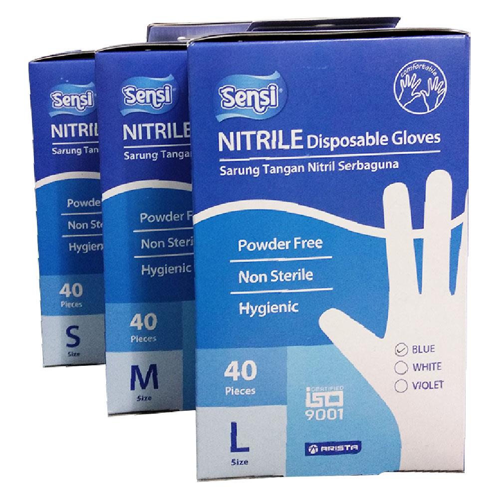 Jual Sensi Nitrile Disposable Gloves PF (Powder Free) /40 di Toko The ...