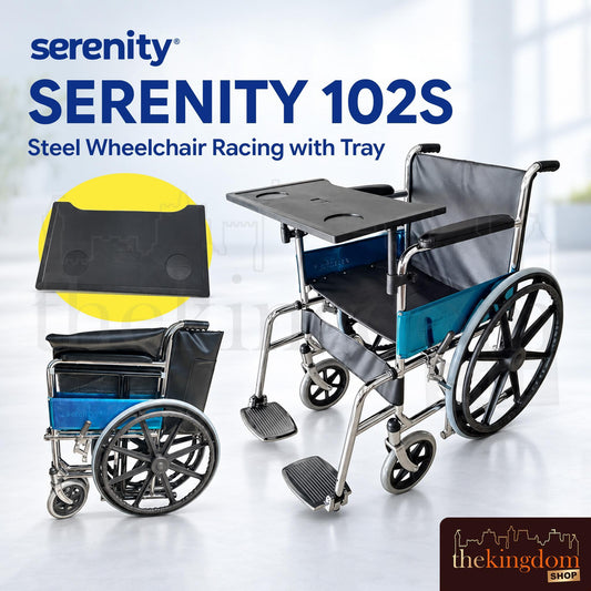 Serenity 102S Steel Wheelchair Racing With Tray Black