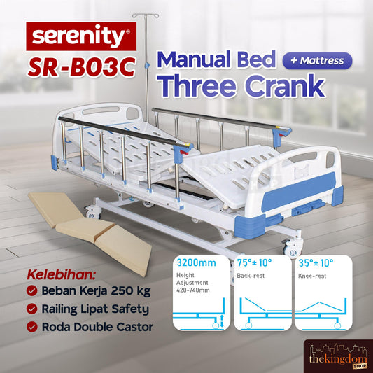 Serenity SR-B03C Manual Bed Three Crank + Mattress