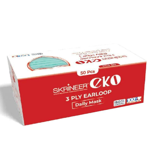 Skrineer Eko Mask 3ply Earloop Green Non Medis /50