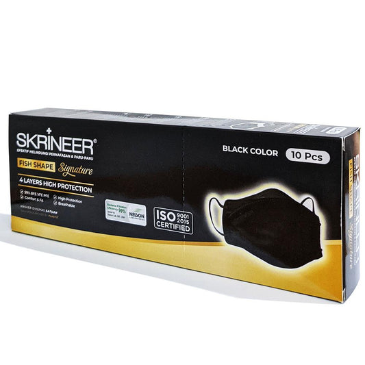 Skrineer Fish Shape Mask 4ply Earloop Black