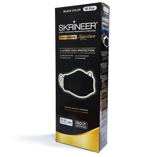 Skrineer Fish Shape Mask 4ply Earloop Black