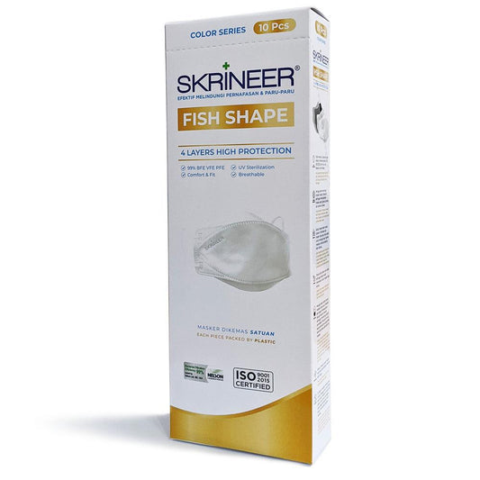 Skrineer Fish Shape Mask 4ply Earloop White