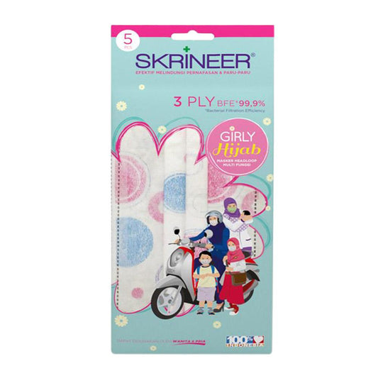 Skrineer Girly Hijab Mask 3ply Headloop Motif /5