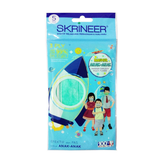 Skrineer Kids 3ply Earloop Face Mask Green /5