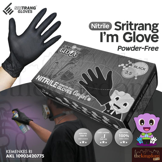 Sritrang I'm Glove Nitrile PF Powder Free Black Isi 100