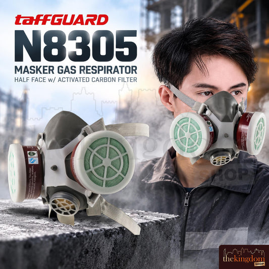 Taffguard N8305 Masker Gas Respirator Half Face w/ Activated Carbon Filter