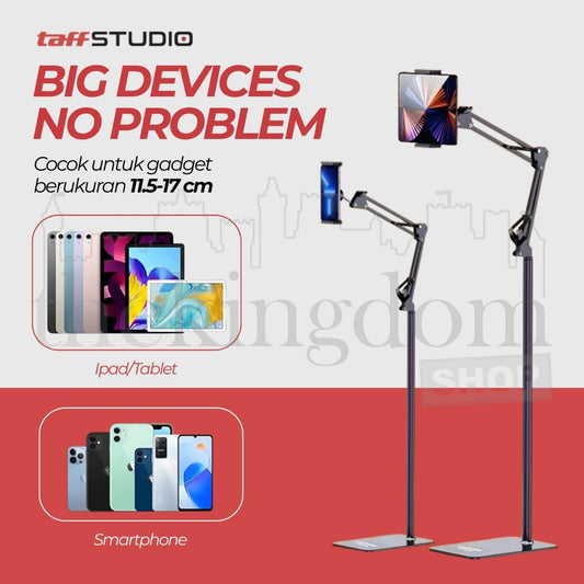 TaffStudio DONGC-001 Floor Stand Phone Holder Spring Arm 134cm Black