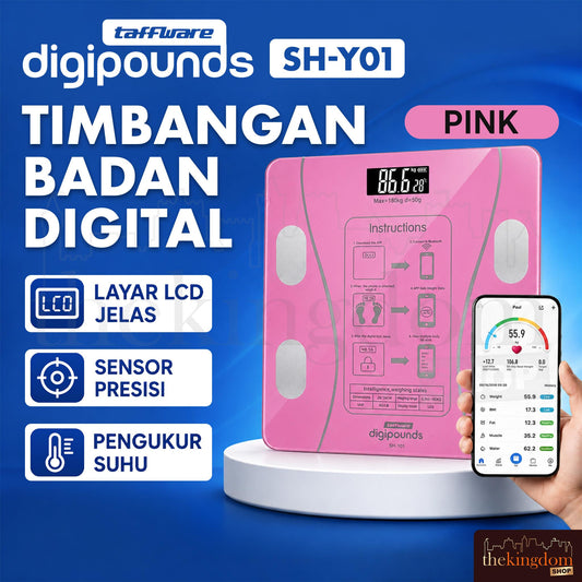 Taffware SH-Y01 Digipounds Digital Scale Bluetooth Pink