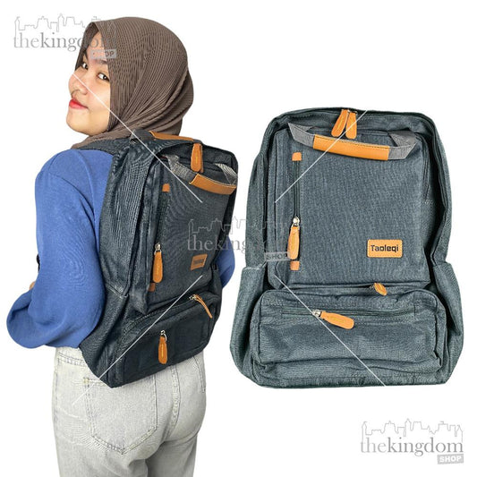 Taoleqi YB17 Tas Ransel Laptop Oxford Casual Backpack Dark Gray